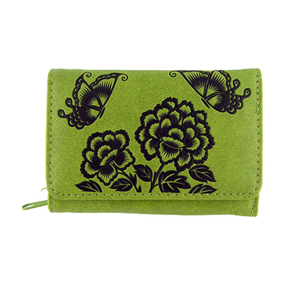 Butterfly embossed vegan trifold small wallet